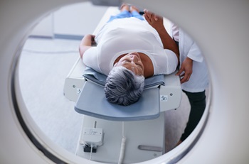 Woman getting CT scan